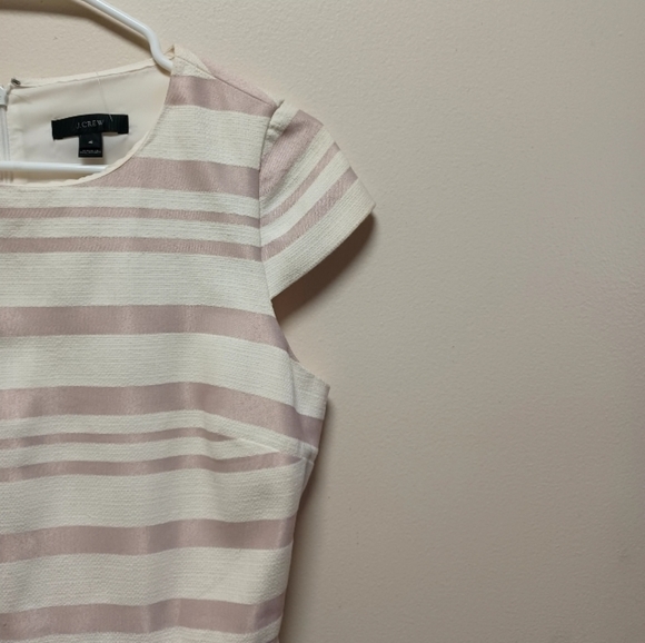 NWT J.crew Striped Sheath short sleeve work Dress Pink and Off White womans sz 4 - Picture 7 of 14